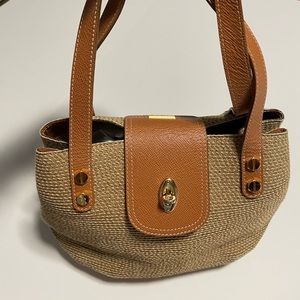 Eric Javits Leather and Straw Handbag